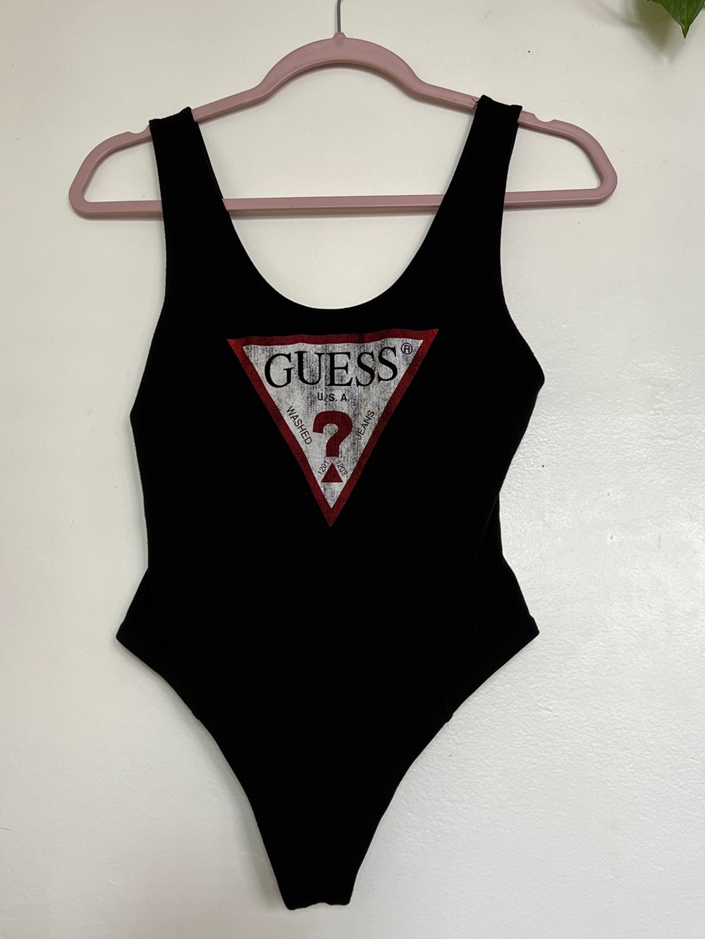 GUESS Black Bodysuit with Triangle Logo